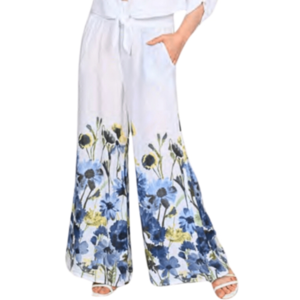 Floral linen pallazzo pants